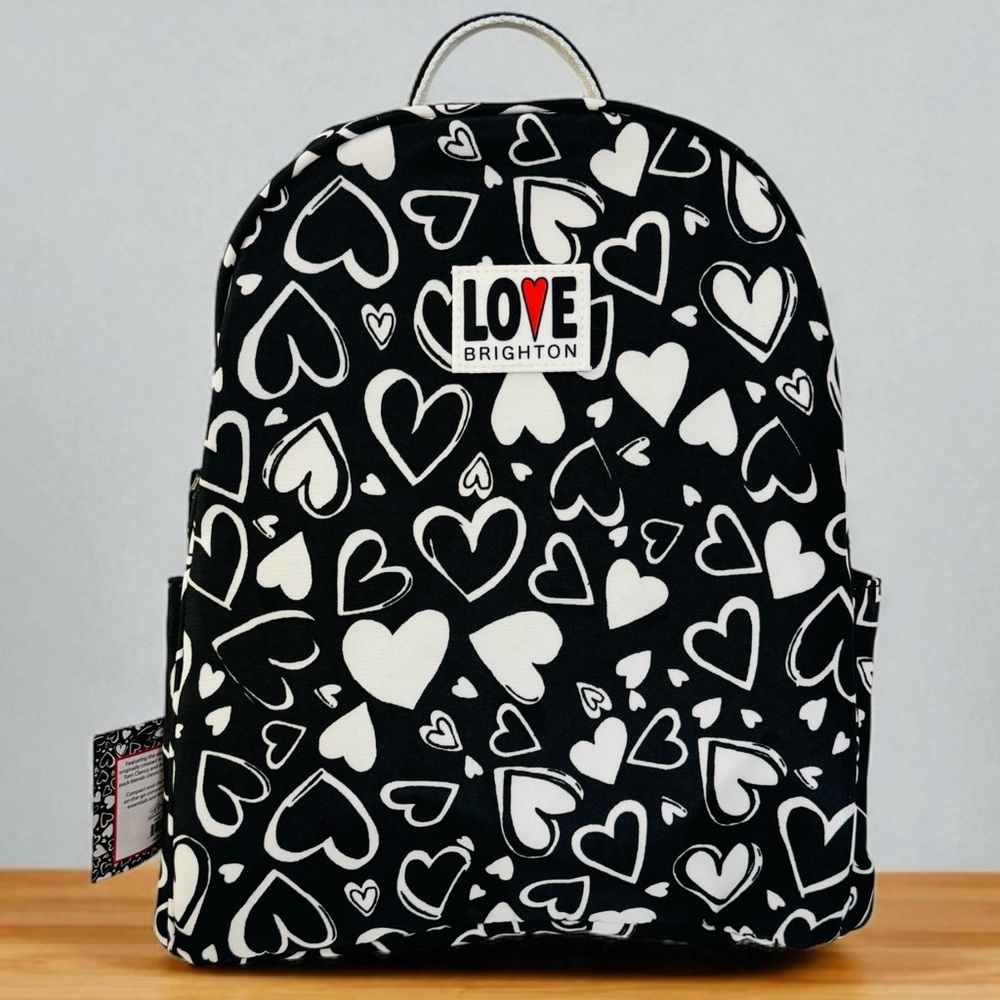 NEW BRIGHTON Endless Love Black white Hearts Women’s Backpack - Picture 15 of 16